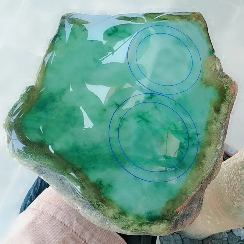 Burmese Treated Jade Ice Flower Bracelet Yang Green - Image 5