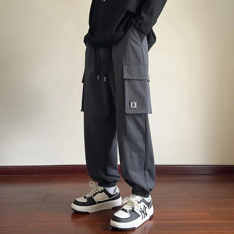 Men's Beige Cargo Pants 2025 Loose Fit Casual Joggers - Image 2