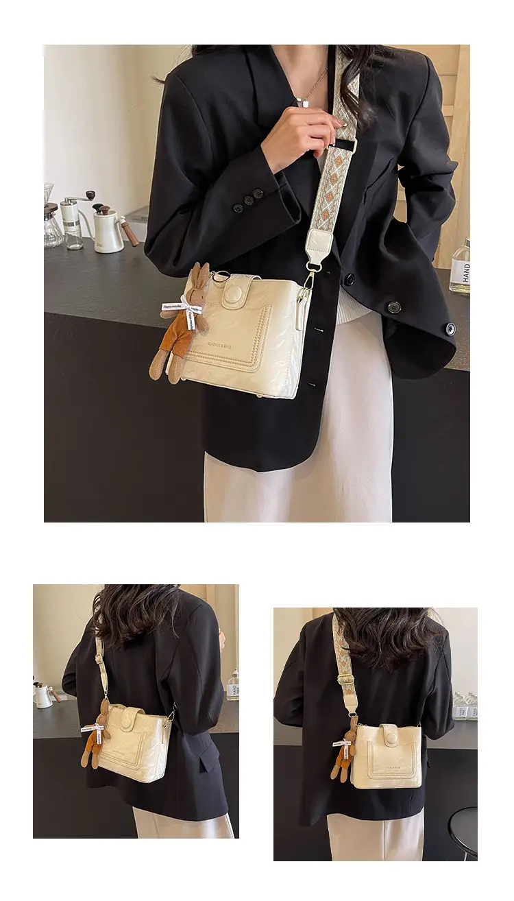 Women's Black Quilted Shoulder Bag with Rhinestone Detail — feature 19