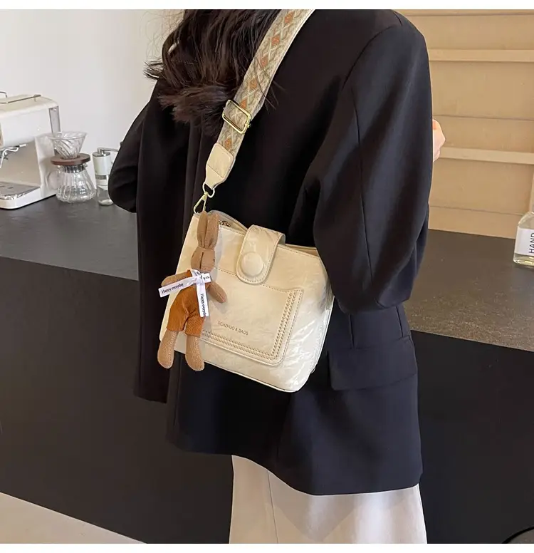 Women's Black Quilted Shoulder Bag with Rhinestone Detail — feature 8