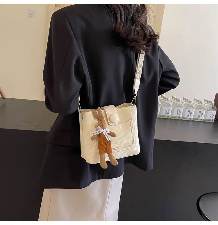 Women's Black Quilted Shoulder Bag with Rhinestone Detail — feature 9