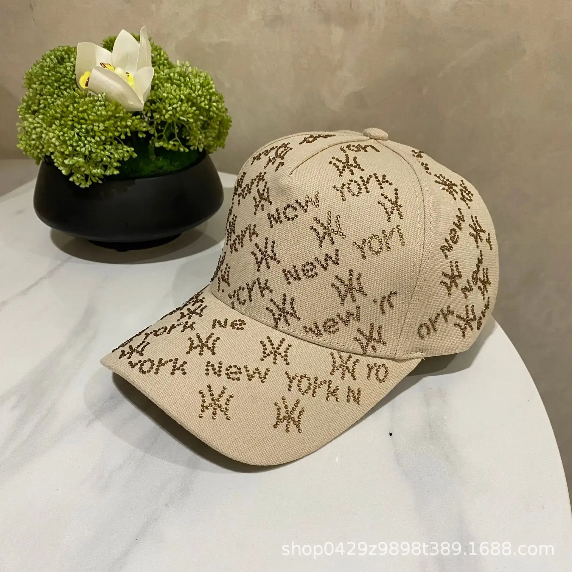 Louis Louis 2025 Rhinestone Letter Cap Women - Image 2