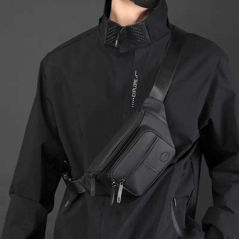 Men's Black Waist Bag Travel Casual Lightweight