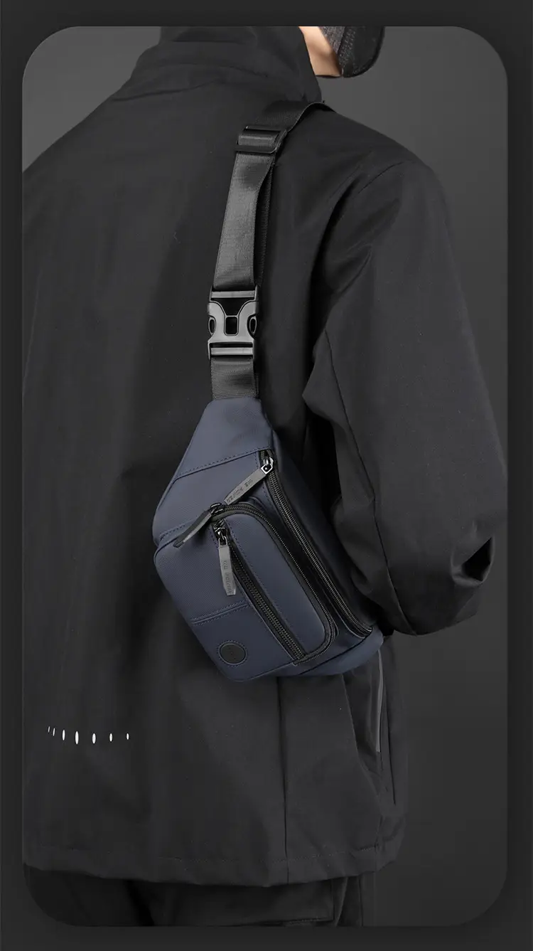 Men's Black Waist Bag Travel Casual Lightweight — feature 12