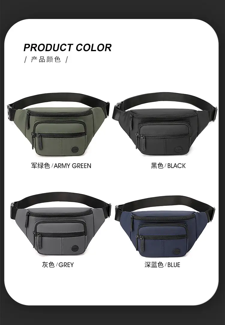 Men's Black Waist Bag Travel Casual Lightweight — feature 14