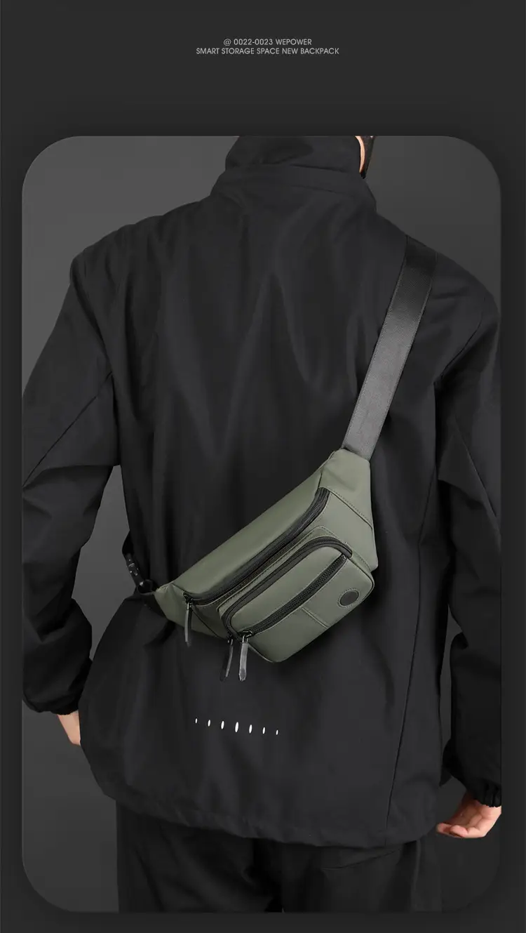 Men's Black Waist Bag Travel Casual Lightweight — feature 15