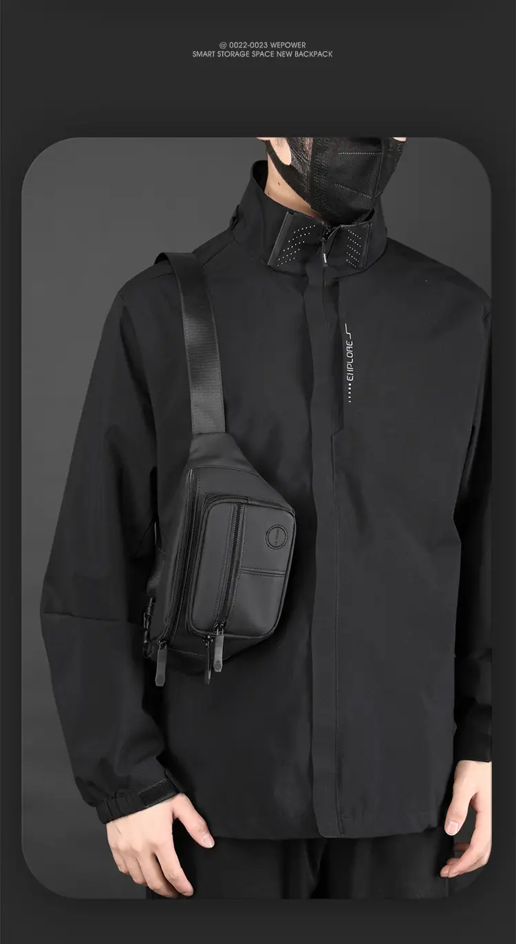 Men's Black Waist Bag Travel Casual Lightweight — feature 16