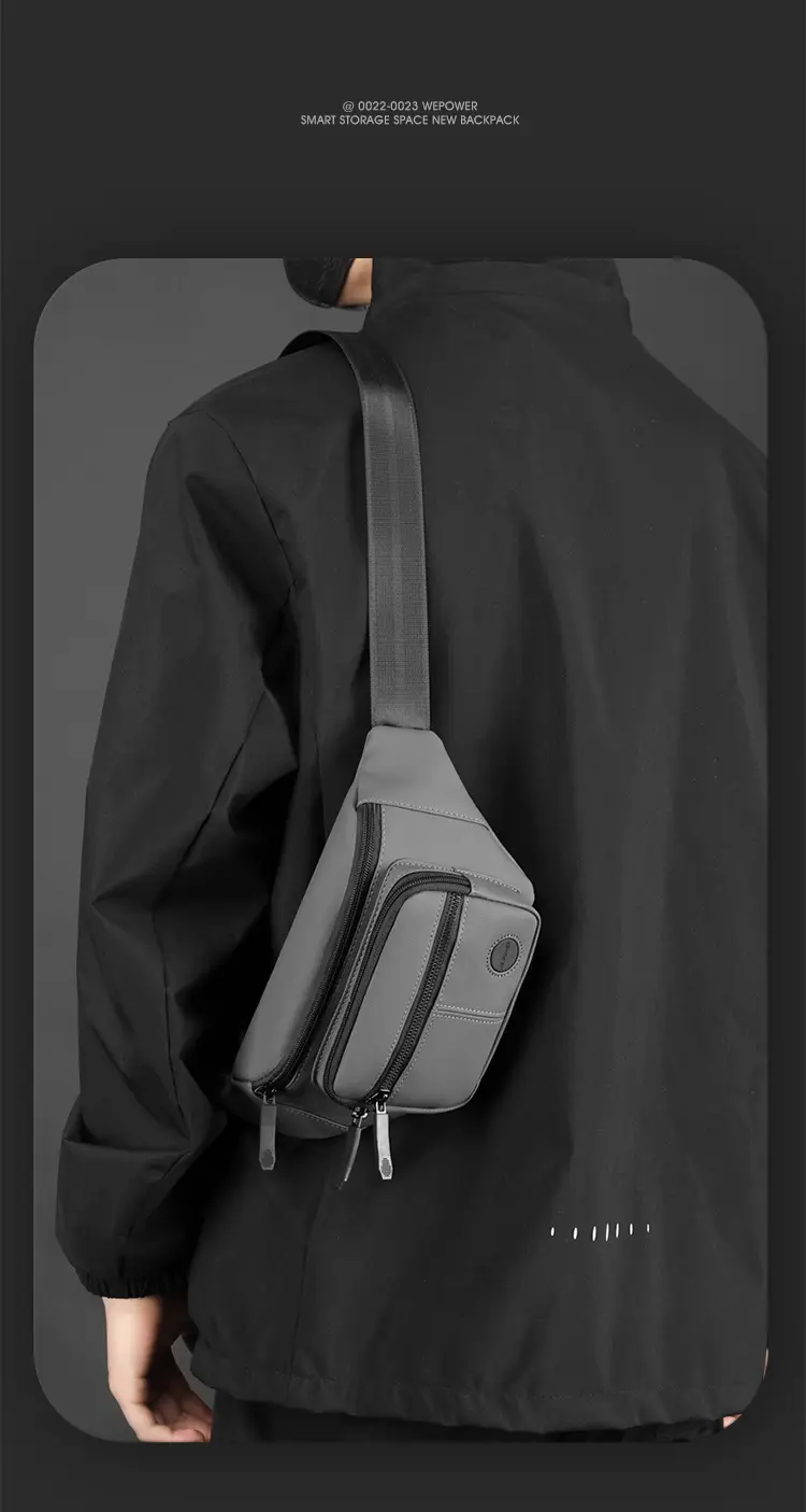 Men's Black Waist Bag Travel Casual Lightweight — feature 18