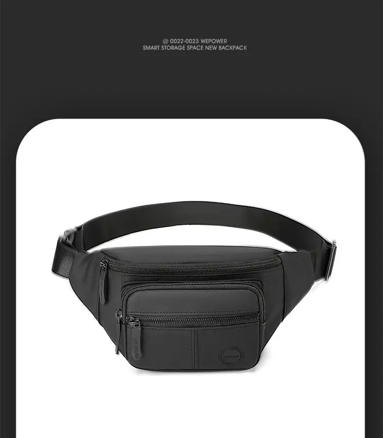 Men's Black Waist Bag Travel Casual Lightweight — feature 24