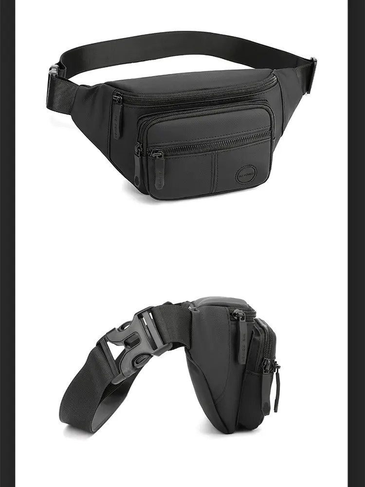 Men's Black Waist Bag Travel Casual Lightweight — feature 25
