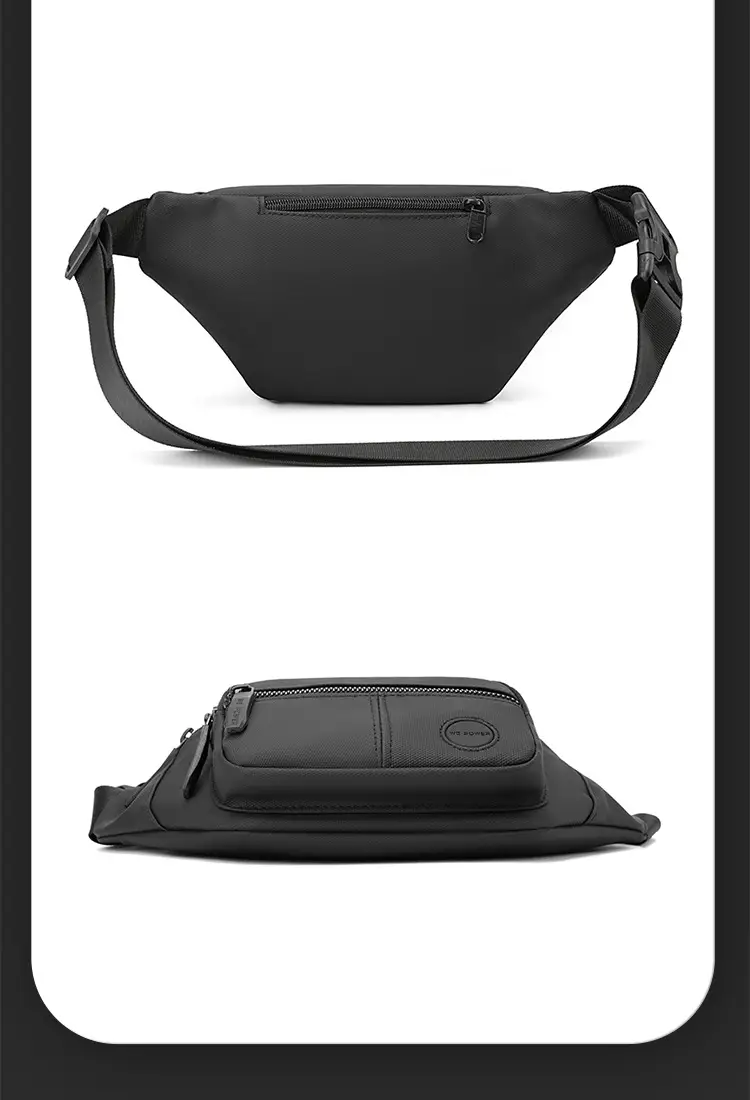 Men's Black Waist Bag Travel Casual Lightweight — feature 26