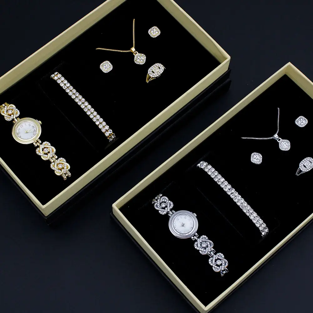 Flower Pendant Necklace Set for Women Quartz Watch Bracelet Accessories - Image 17