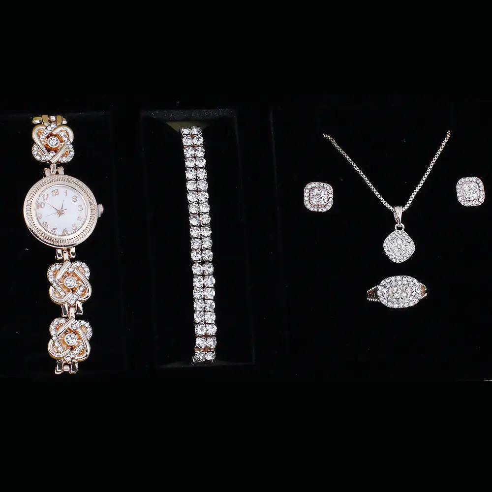 Flower Pendant Necklace Set for Women Quartz Watch Bracelet Accessories - Image 7