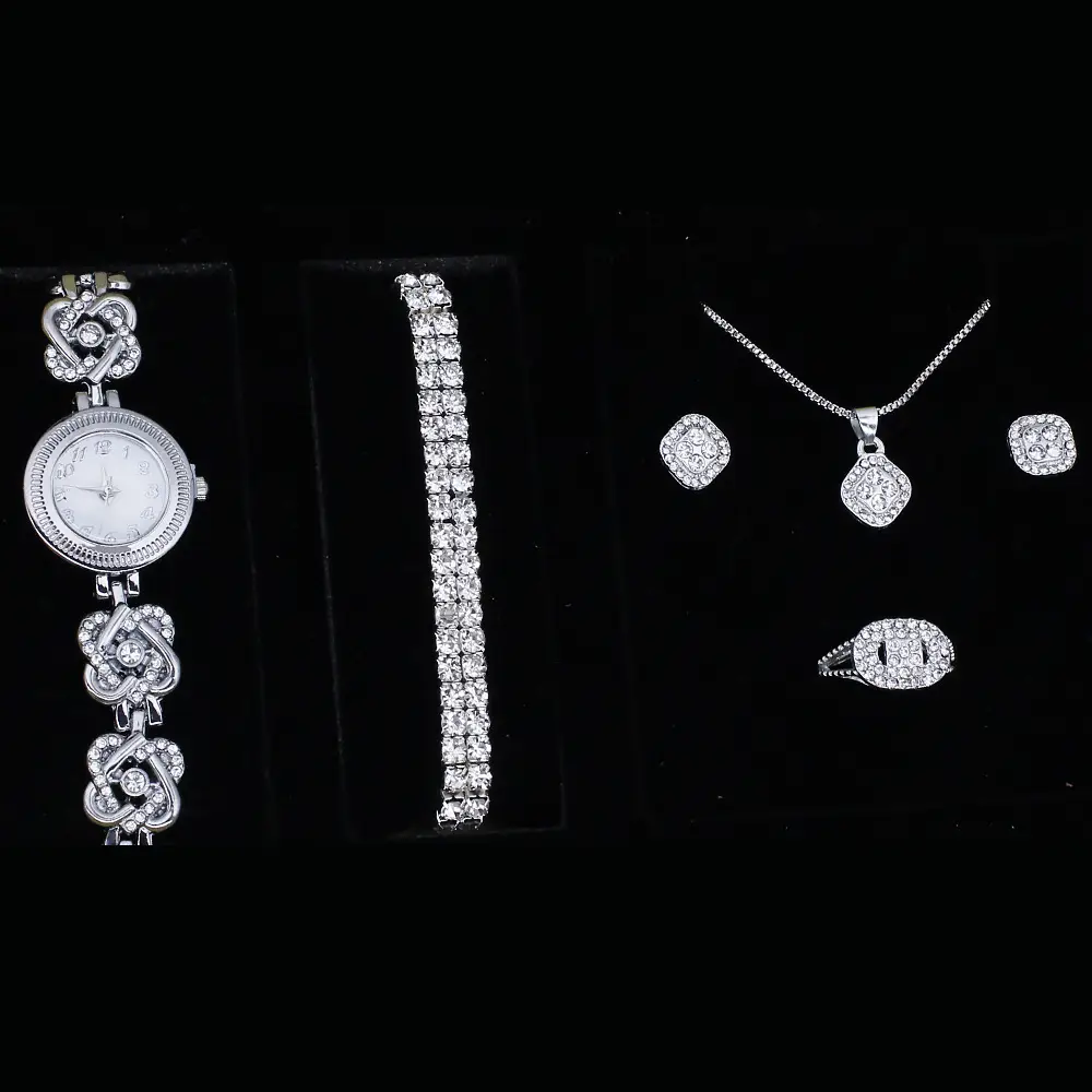 Flower Pendant Necklace Set for Women Quartz Watch Bracelet Accessories - Image 8