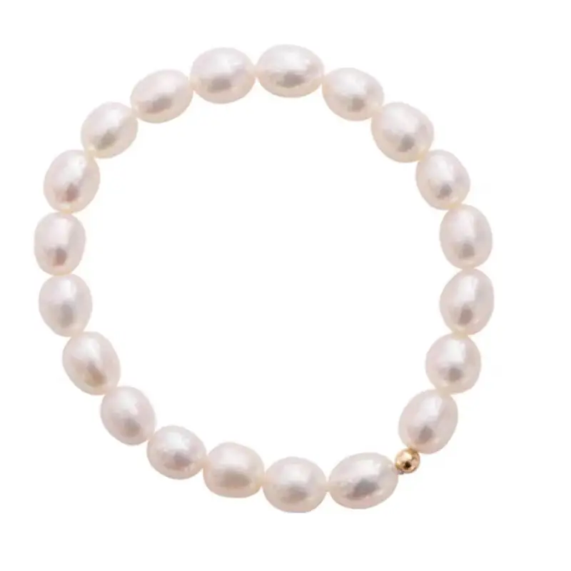 Freshwater Pearl Bracelet for Women Small Gold Beads