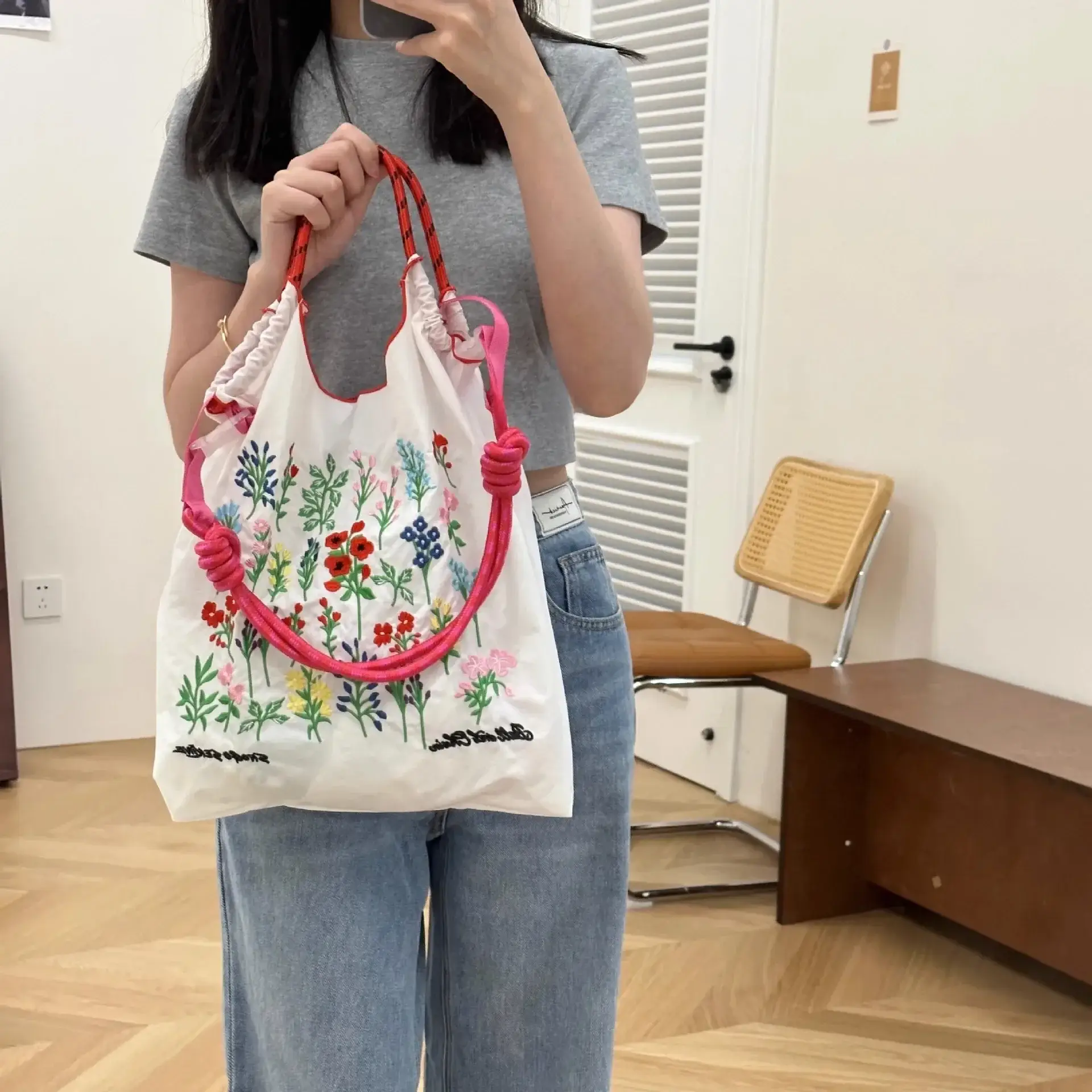 Green Embroidered Shoulder Bag for Women - Image 43
