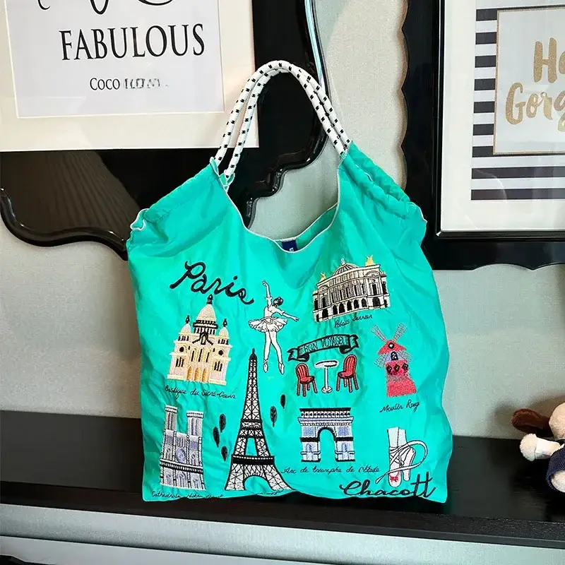 Green Embroidered Shoulder Bag for Women - Image 89