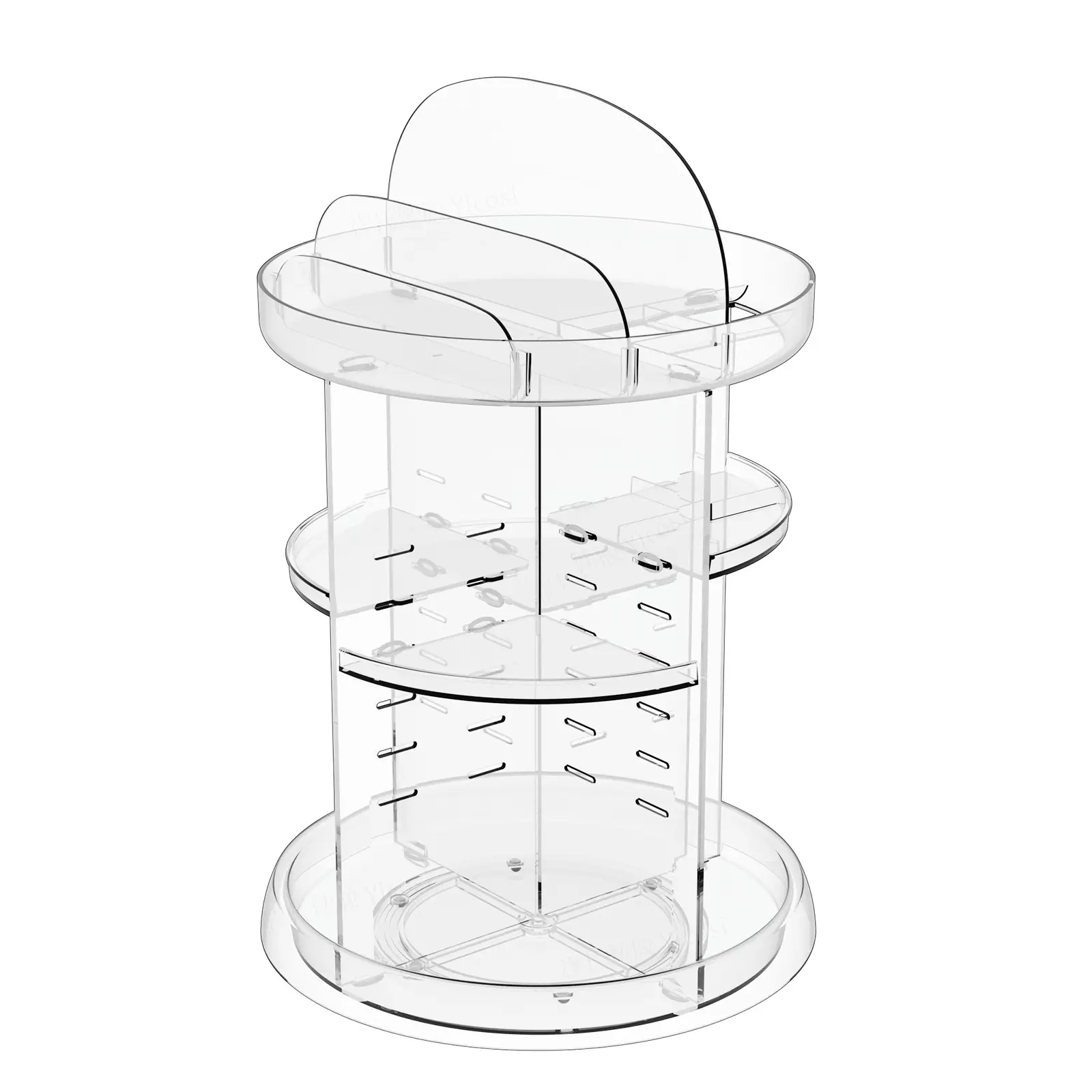 Transparent Rotating Makeup & Skin Care Storage Box with Brush Holder — feature 17
