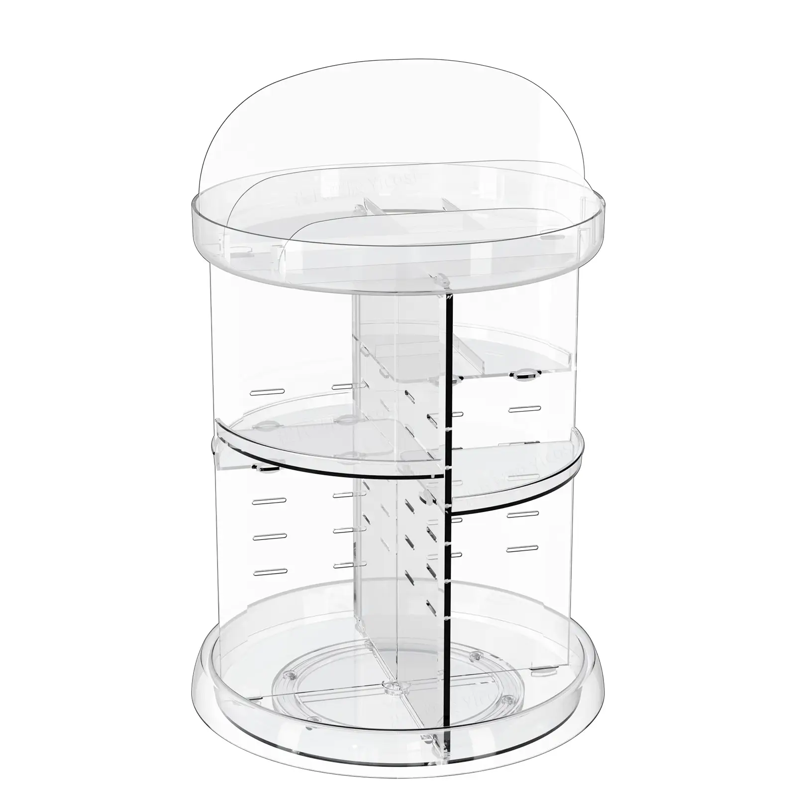 Transparent Rotating Makeup & Skin Care Storage Box with Brush Holder — feature 18