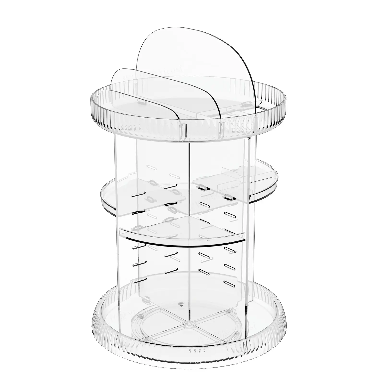 Transparent Rotating Makeup & Skin Care Storage Box with Brush Holder — feature 20