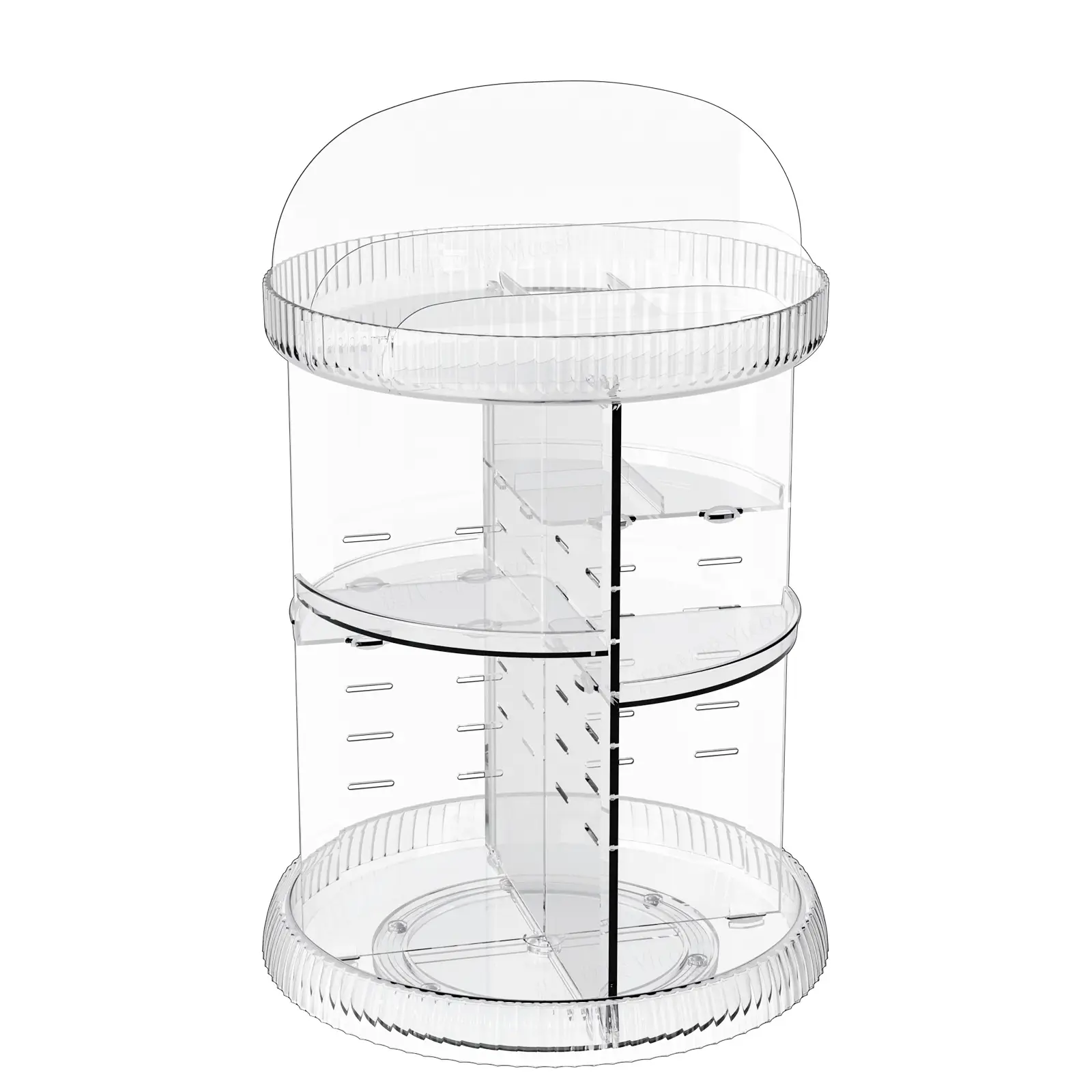 Transparent Rotating Makeup & Skin Care Storage Box with Brush Holder — feature 21