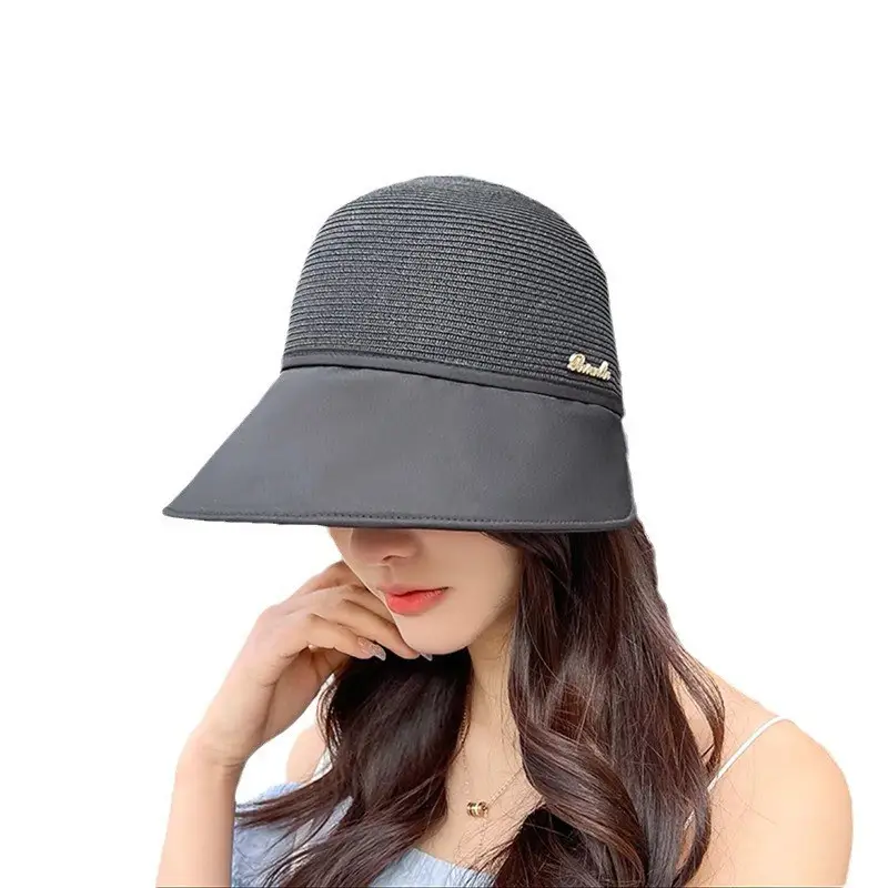 Women Straw Sun Hat with Big Bristle Lavender - Image 5