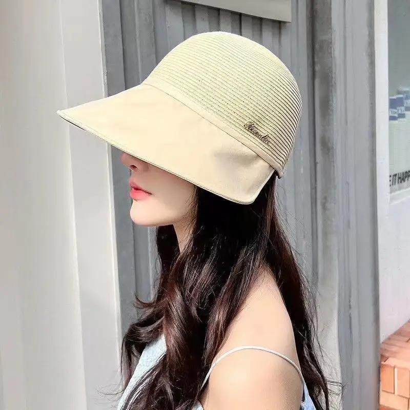 Women Straw Sun Hat with Big Bristle Lavender - Image 6