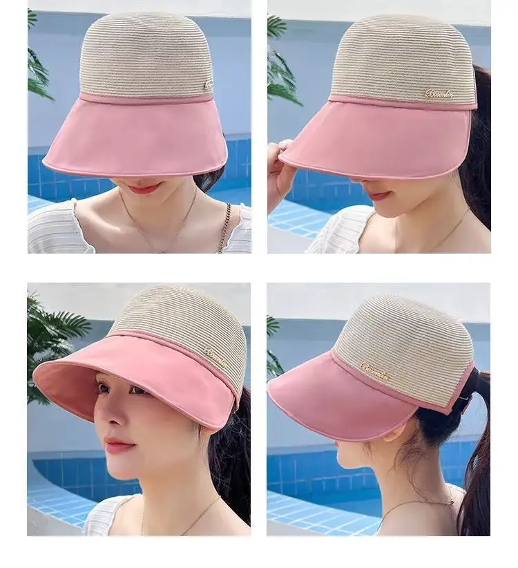 Women Straw Sun Hat with Big Bristle Lavender — feature 11