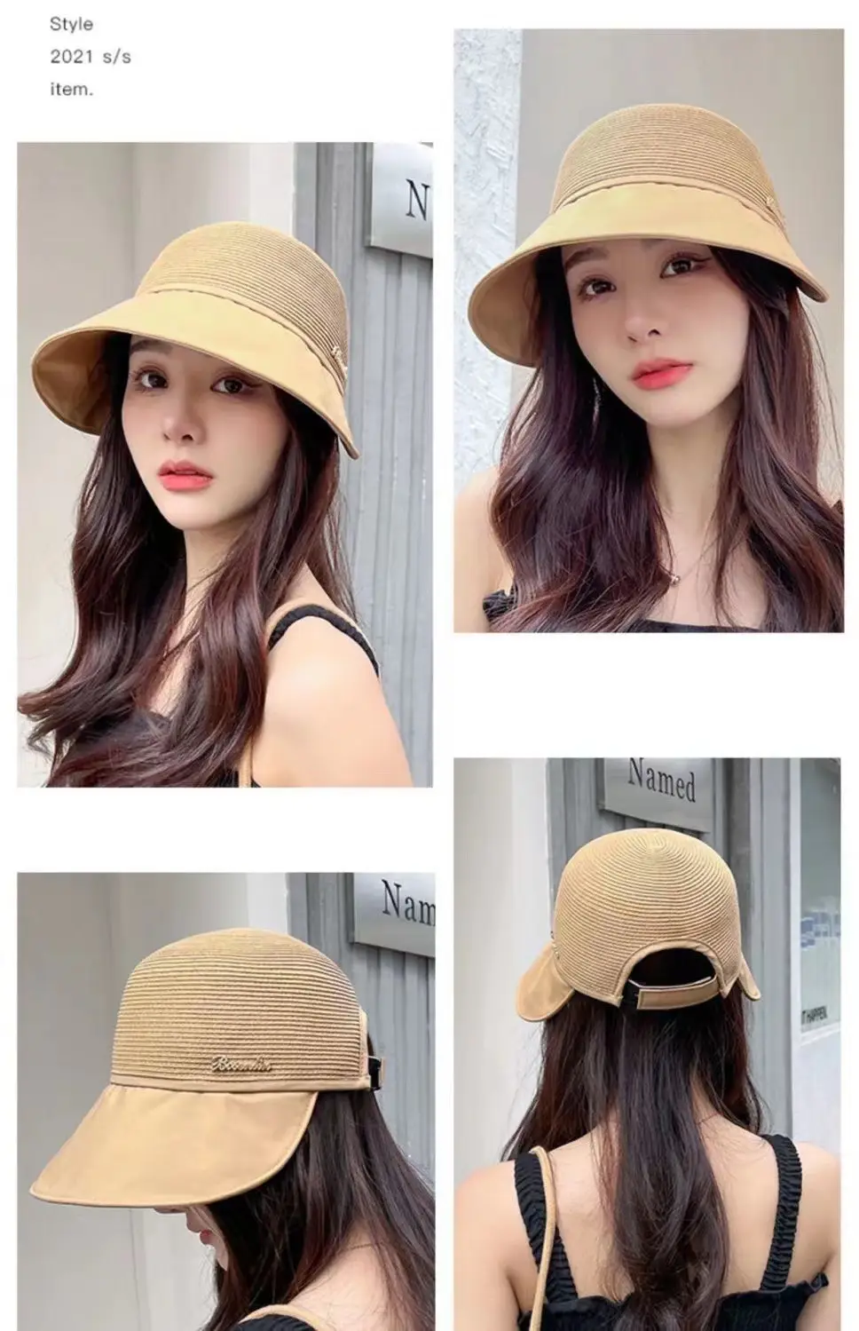 Women Straw Sun Hat with Big Bristle Lavender — feature 6