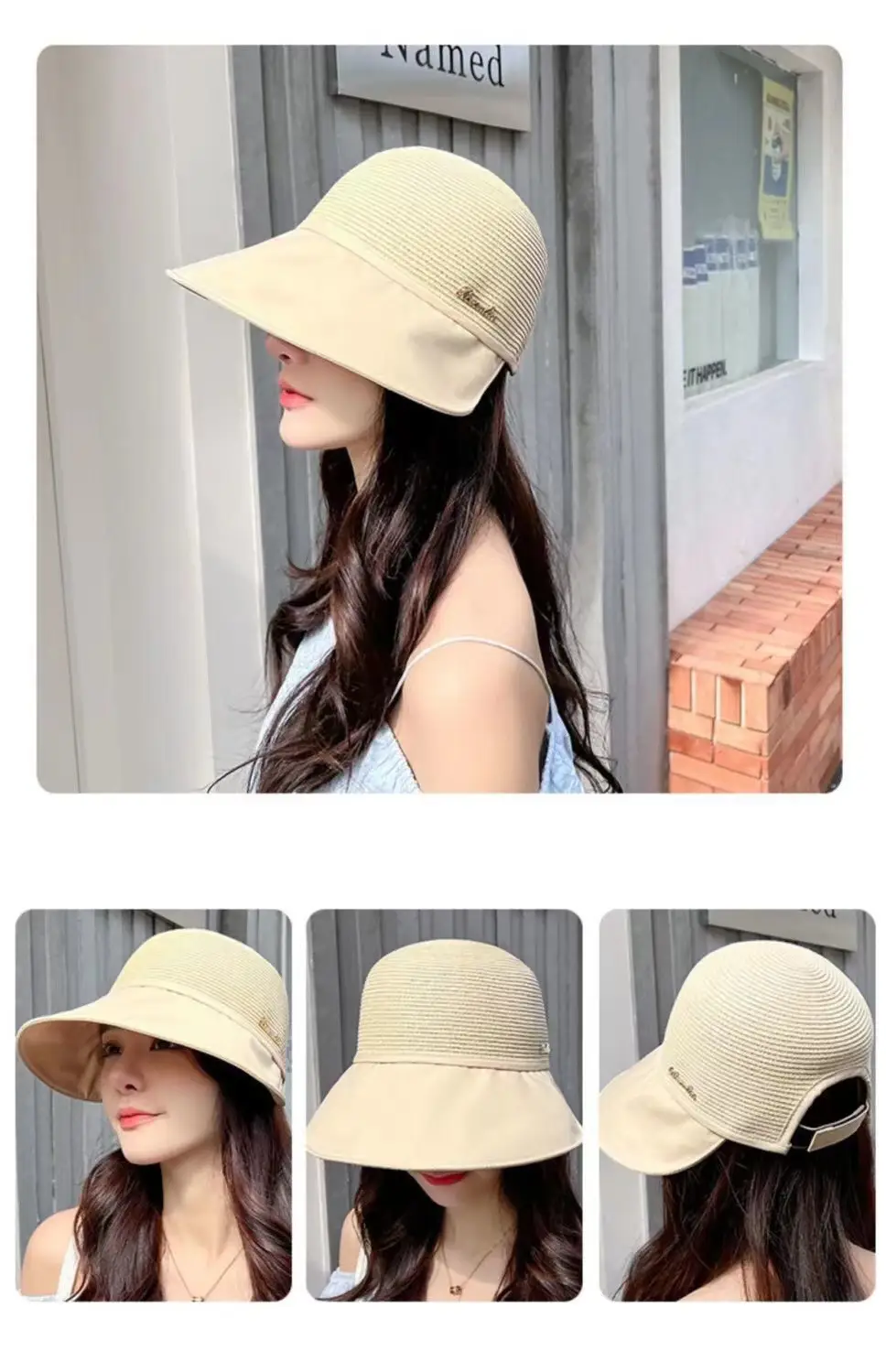 Women Straw Sun Hat with Big Bristle Lavender — feature 7