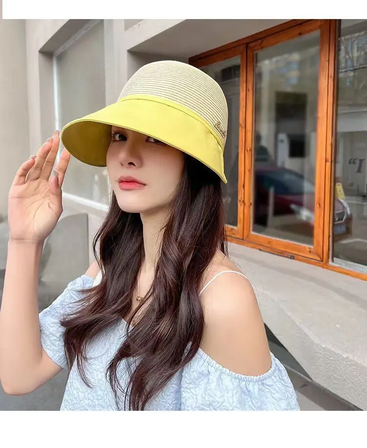 Women Straw Sun Hat with Big Bristle Lavender — feature 9