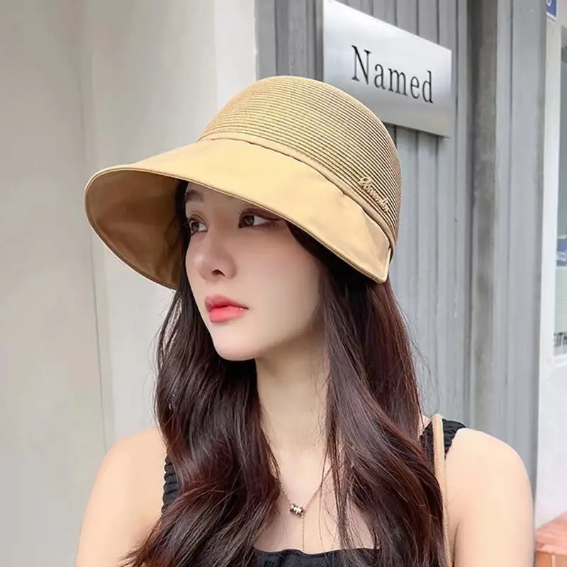 Women Straw Sun Hat with Big Bristle Lavender - Image 2