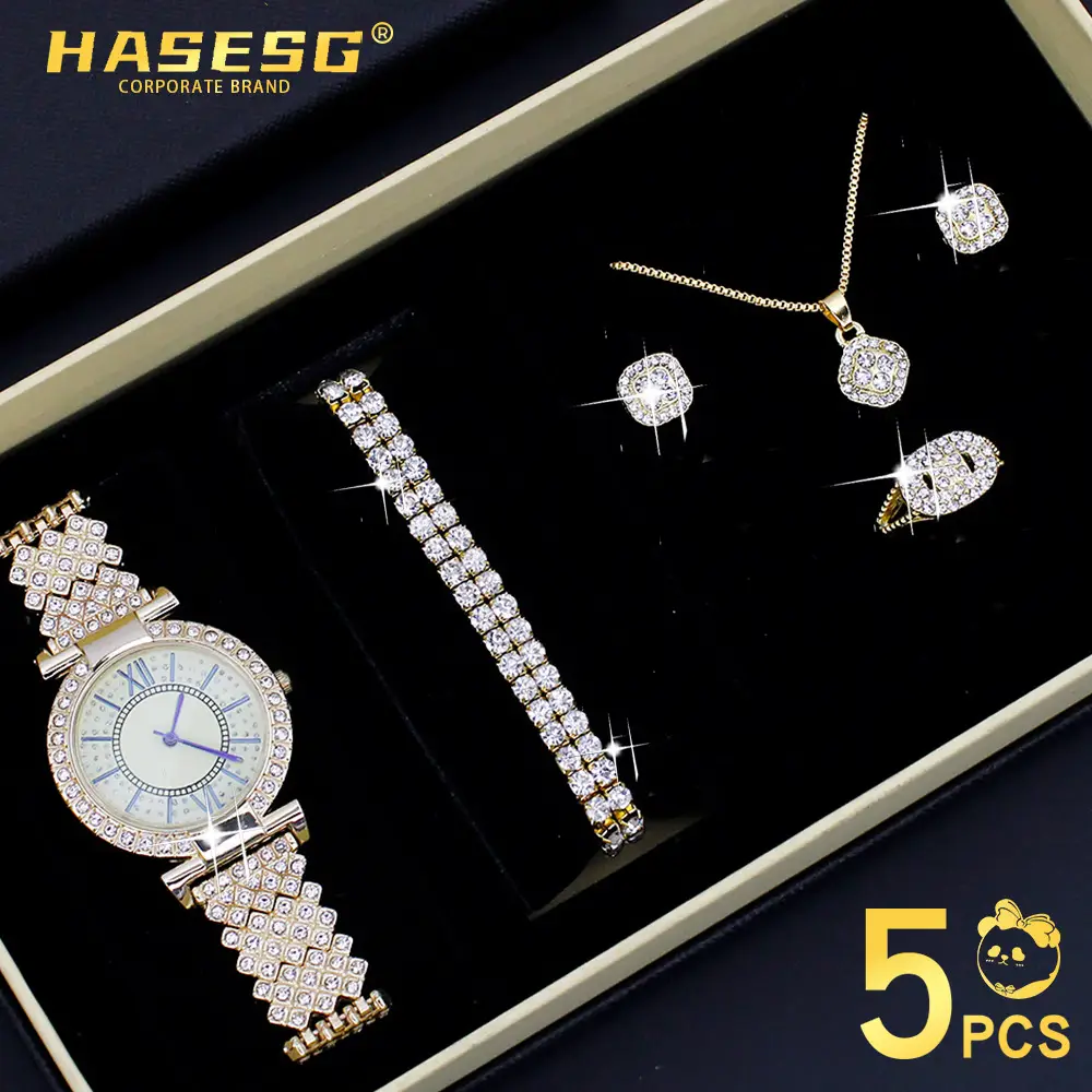 Women's Full Diamond Watch Set with Bracelet & Pendant - Image 16