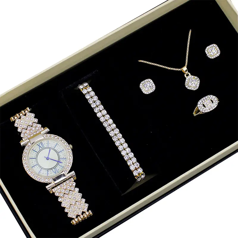 Women's Full Diamond Watch Set with Bracelet & Pendant - Image 18