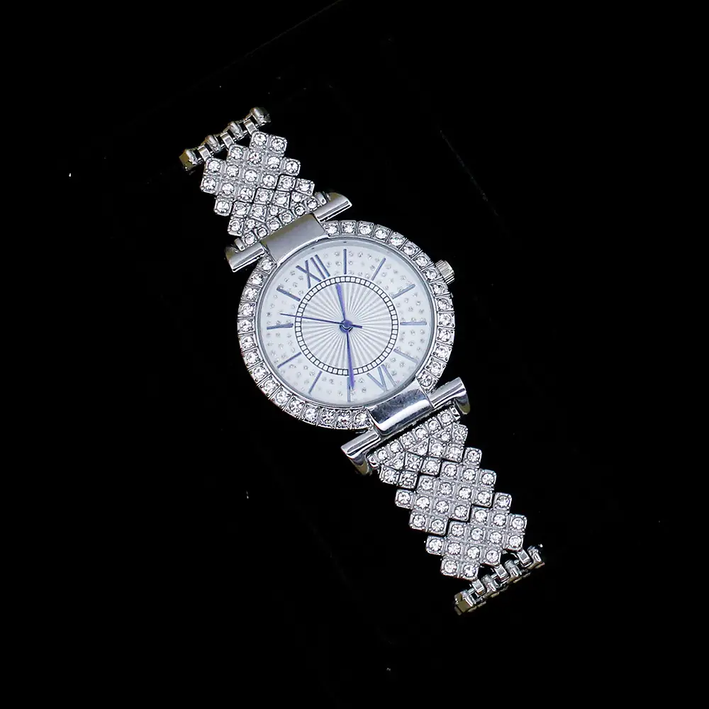Women's Full Diamond Watch Set with Bracelet & Pendant - Image 4