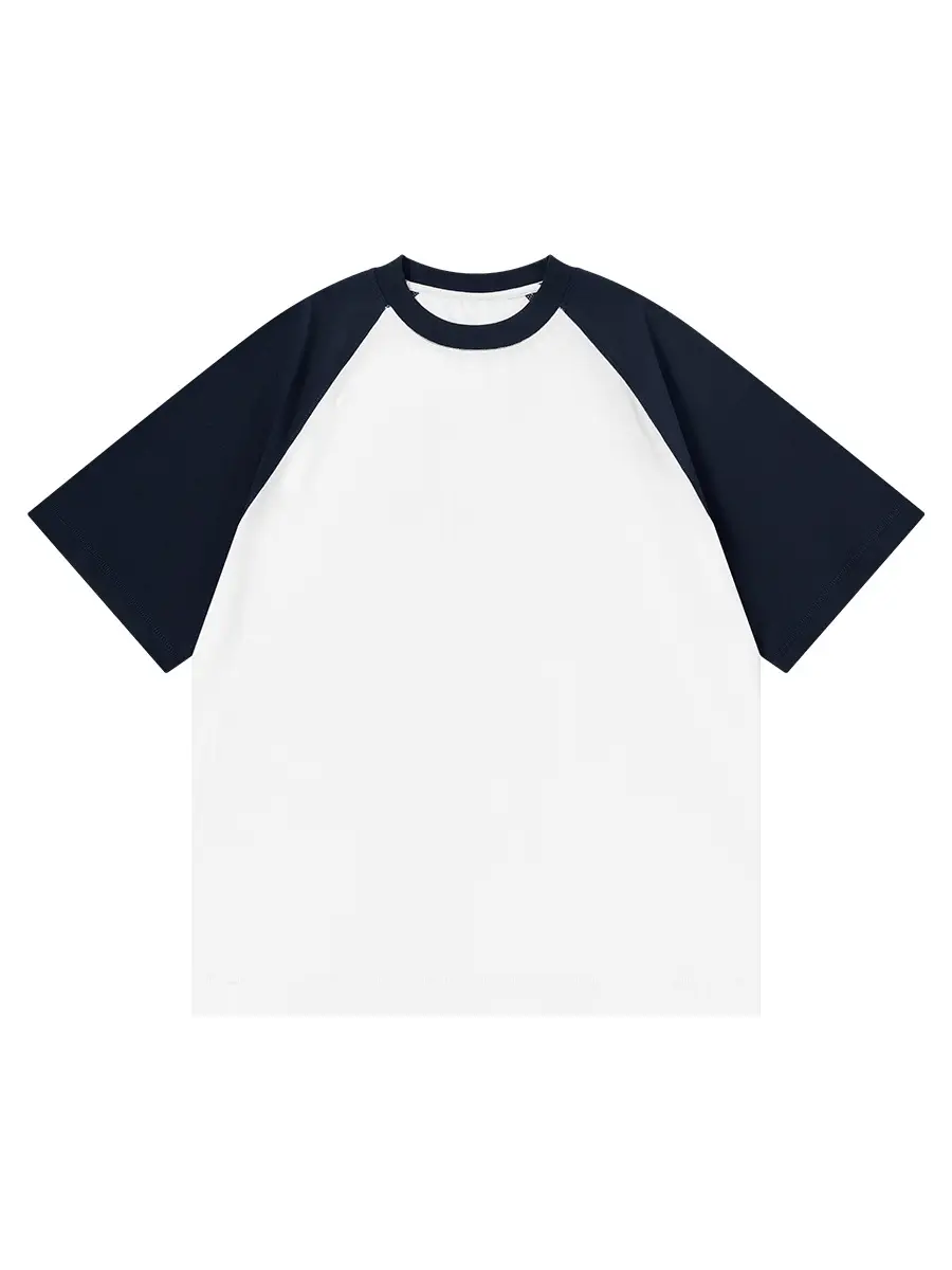 Men Raglan T-Shirt White Black Summer Loose Fit 230g - Image 11