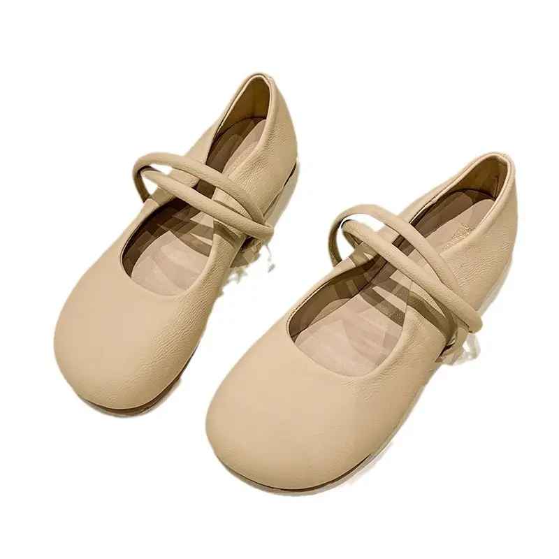 Evening Breeze Gentle Shoes Women's 2025 New Fairy Style with Skirt Mary Jane Shoes Flat Bottom Round Toe Peach Shoes - Image 7