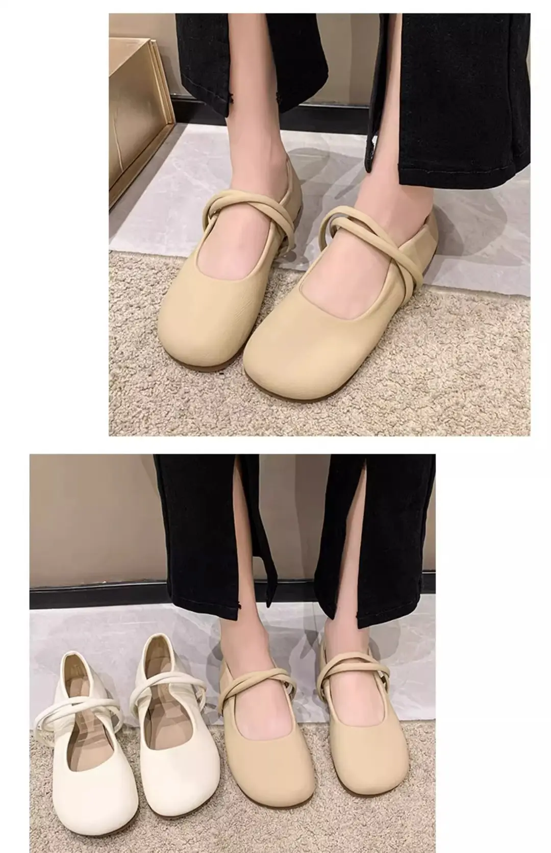 Evening Breeze Gentle Shoes Women's 2025 New Fairy Style with Skirt Mary Jane Shoes Flat Bottom Round Toe Peach Shoes — feature 11