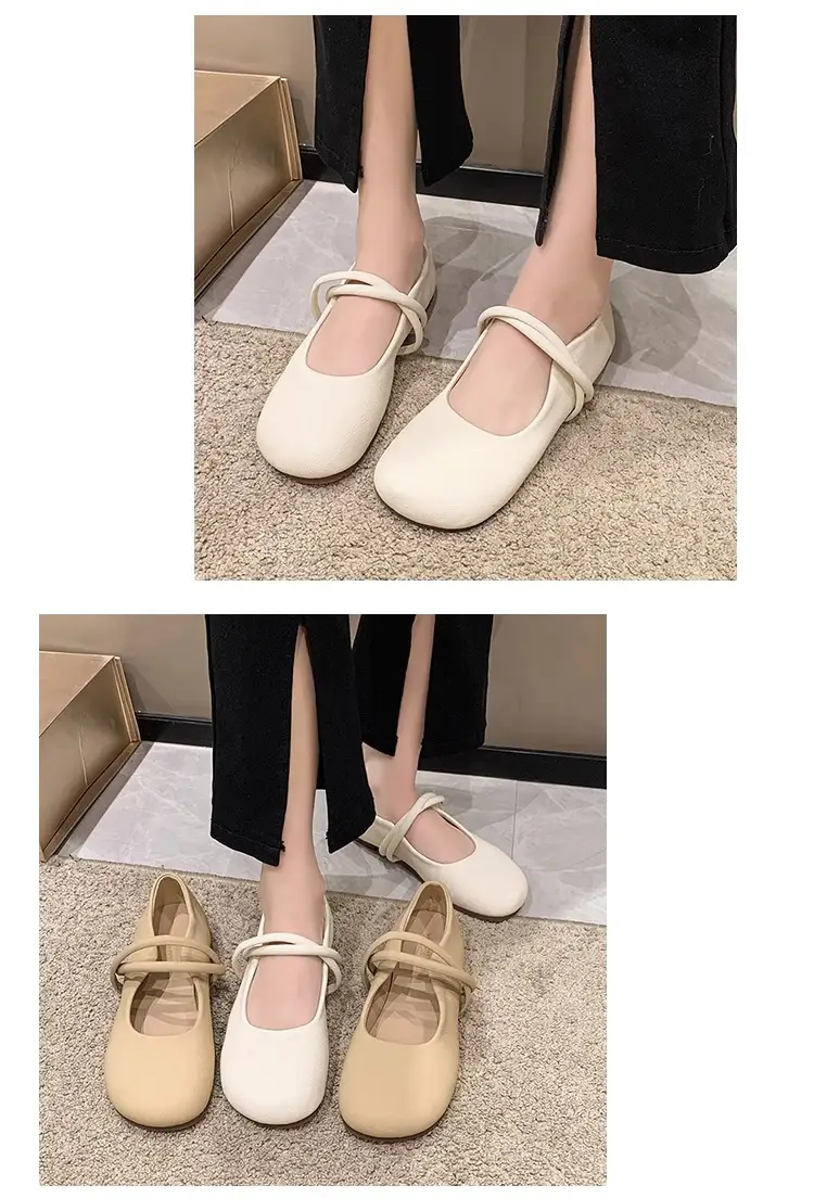 Evening Breeze Gentle Shoes Women's 2025 New Fairy Style with Skirt Mary Jane Shoes Flat Bottom Round Toe Peach Shoes — feature 18