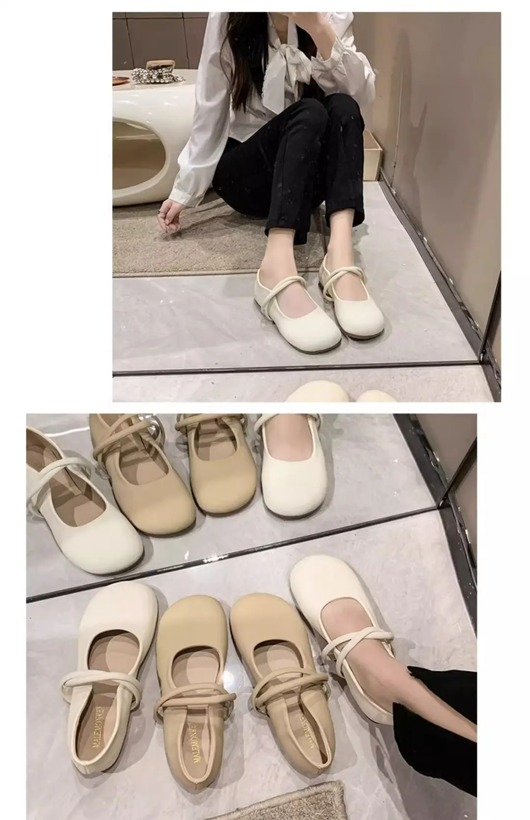 Evening Breeze Gentle Shoes Women's 2025 New Fairy Style with Skirt Mary Jane Shoes Flat Bottom Round Toe Peach Shoes — feature 19