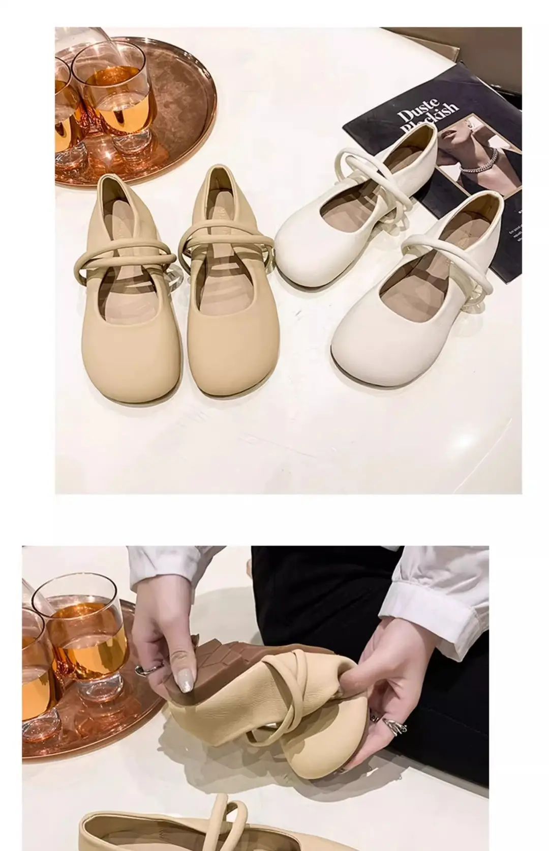 Evening Breeze Gentle Shoes Women's 2025 New Fairy Style with Skirt Mary Jane Shoes Flat Bottom Round Toe Peach Shoes — feature 21