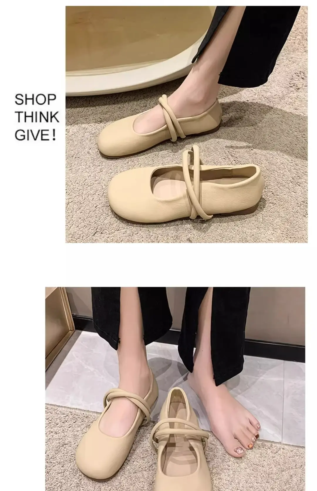 Evening Breeze Gentle Shoes Women's 2025 New Fairy Style with Skirt Mary Jane Shoes Flat Bottom Round Toe Peach Shoes — feature 9