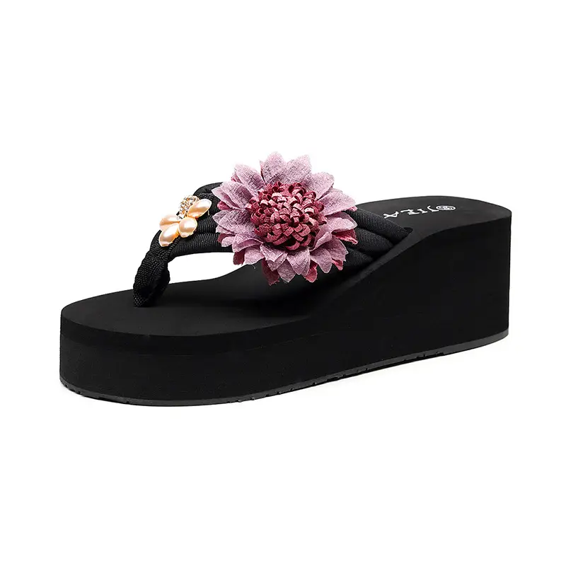 Summer New Internet Celebrant Flower Women's Flip-Flops Fashionable Thick-soled Beach Sandals and Slippers for Outer Wear Non-slip Vacation Slippers - Image 8
