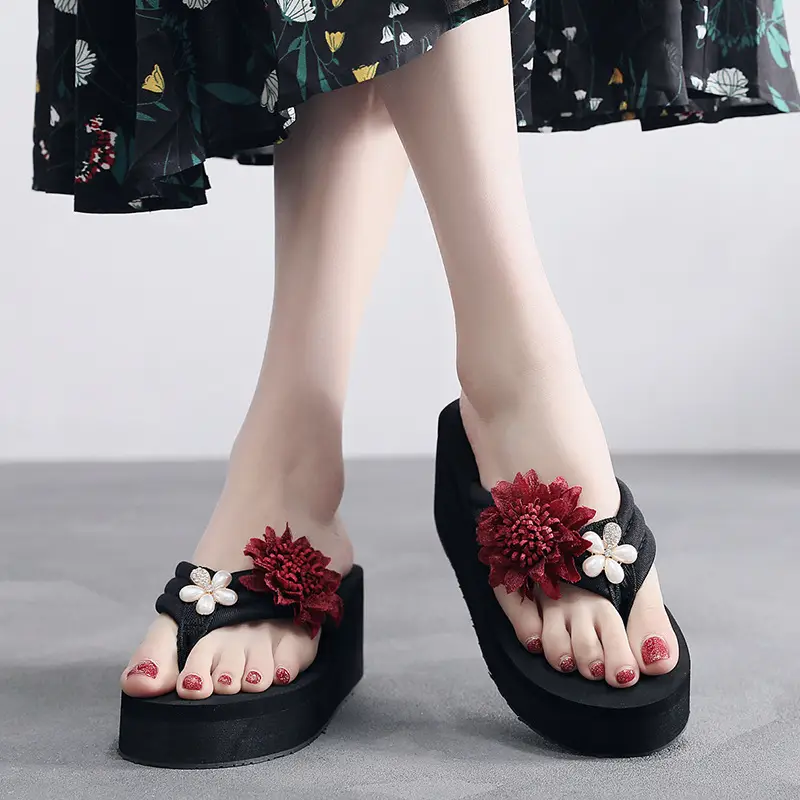 Summer New Internet Celebrant Flower Women's Flip-Flops Fashionable Thick-soled Beach Sandals and Slippers for Outer Wear Non-slip Vacation Slippers — feature 11