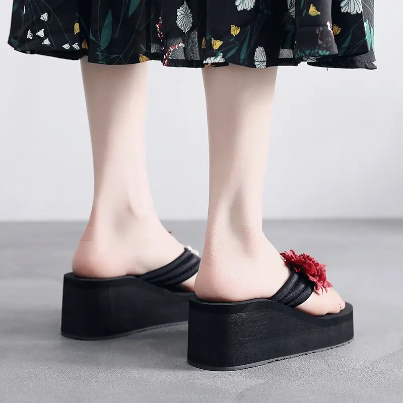 Summer New Internet Celebrant Flower Women's Flip-Flops Fashionable Thick-soled Beach Sandals and Slippers for Outer Wear Non-slip Vacation Slippers — feature 12