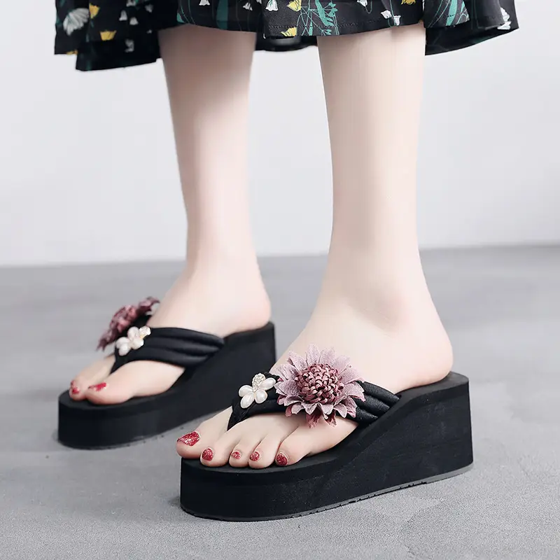 Summer New Internet Celebrant Flower Women's Flip-Flops Fashionable Thick-soled Beach Sandals and Slippers for Outer Wear Non-slip Vacation Slippers — feature 5