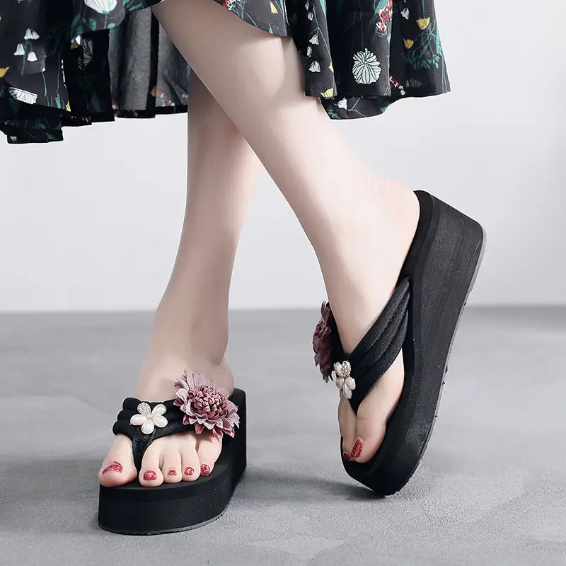 Summer New Internet Celebrant Flower Women's Flip-Flops Fashionable Thick-soled Beach Sandals and Slippers for Outer Wear Non-slip Vacation Slippers — feature 6