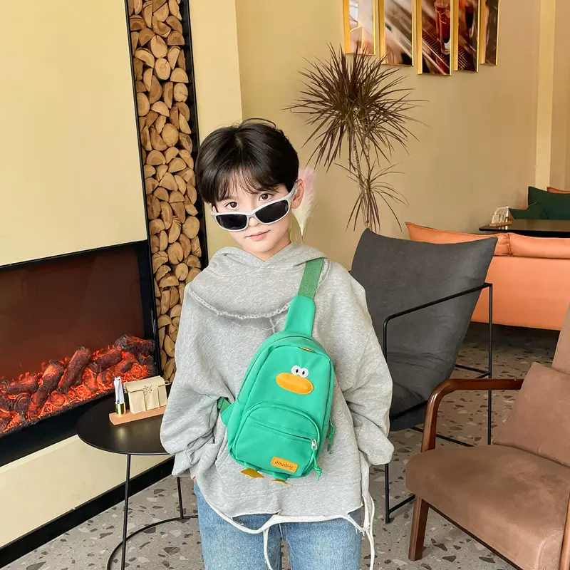 New Korean Cartoon Kids Shoulder Bag White with Duck Design - Image 8