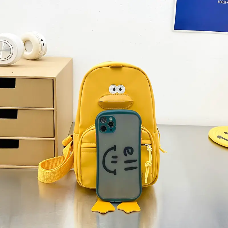 New Korean Cartoon Kids Shoulder Bag White with Duck Design - Image 9