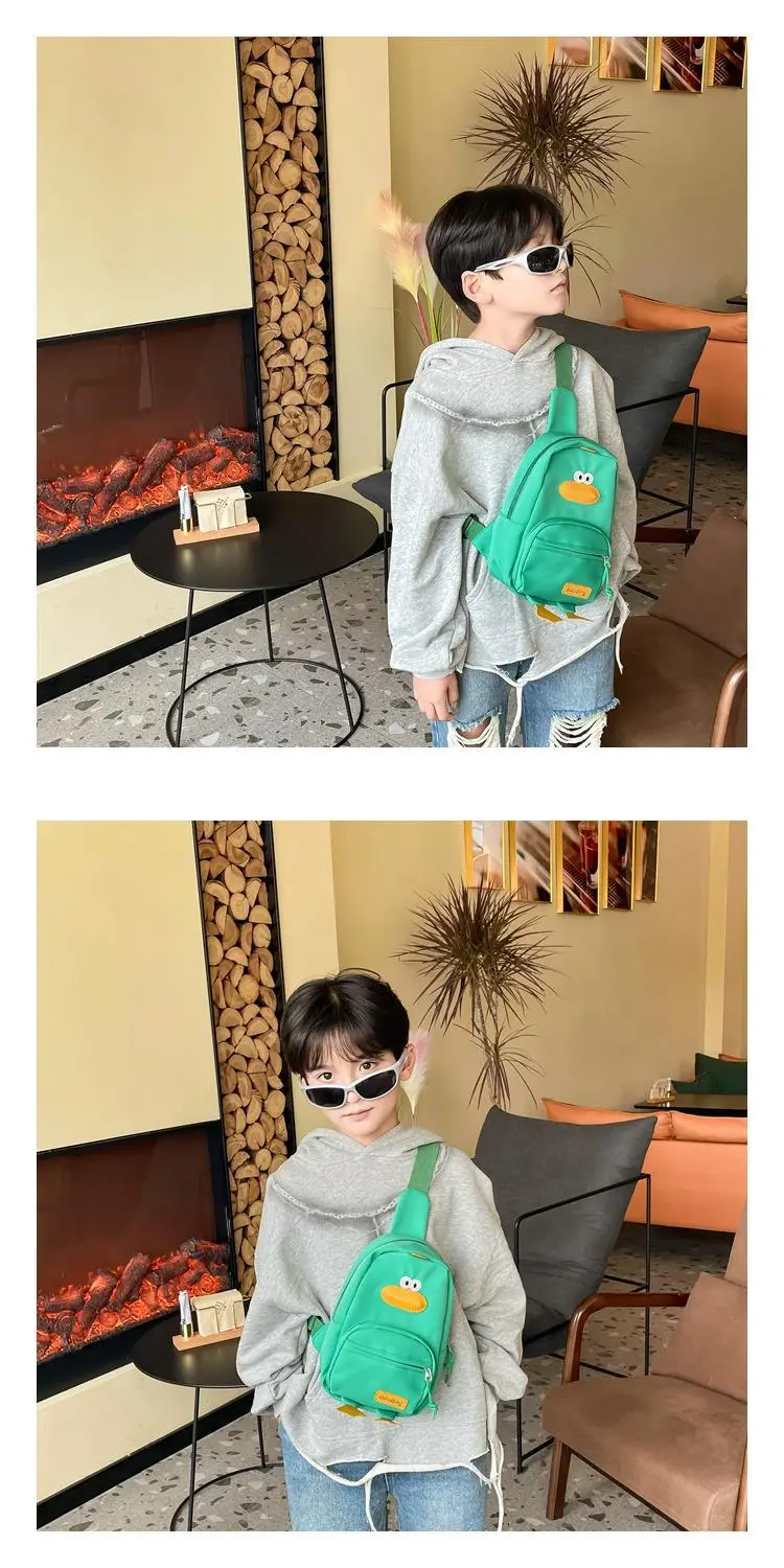 New Korean Cartoon Kids Shoulder Bag White with Duck Design — feature 10